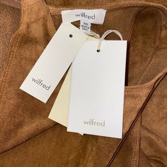 NEW Wilfred Trompette Dress Brown Faux Suede Keyhole XXS - Picture 9 of 9